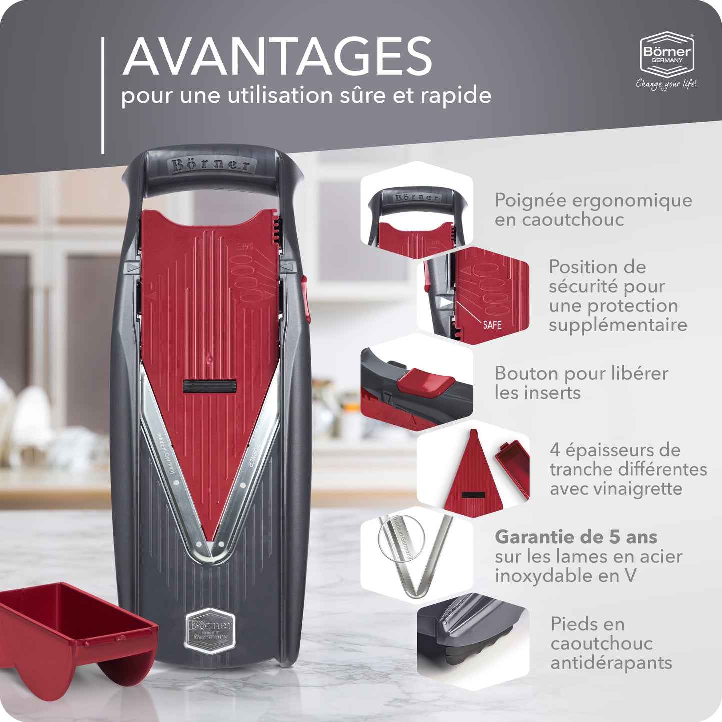 Set Professionnel mandoline Vital Börner + Le saladier avec passoire OFFERT