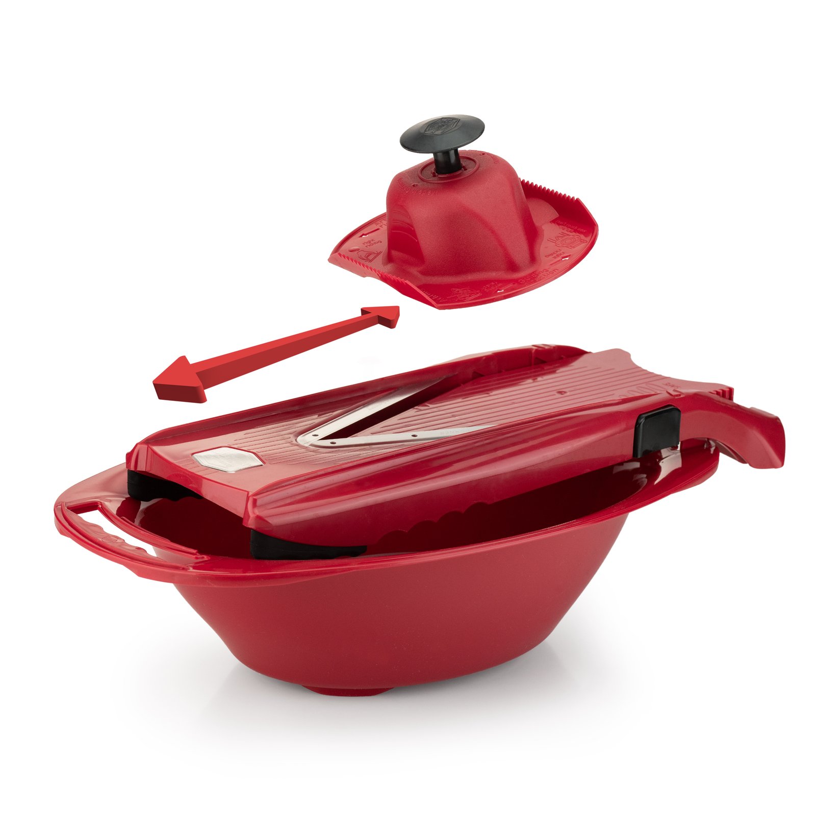 Mandoline V5 PowerLine Börner rouge et saladier avec passoire